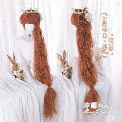Hengji~ Long Wavy Wedding Lolita Wig Rapunzel orange color (100cm/ 39.4 inches） customized 