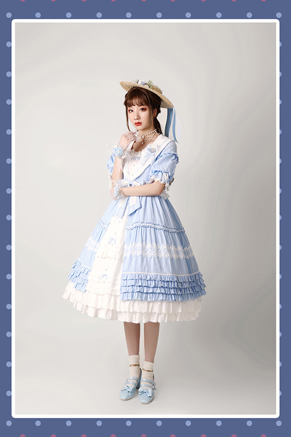 Alice Girl~Cotton Lolita Dress Sunflower Ruffle OP Dress   