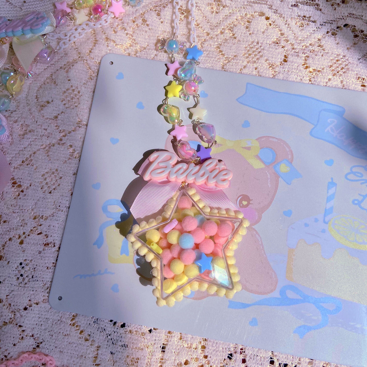 (Buyforme)Bear doll~Sweet Lolita Handmade Necklace Sweater Chain yellow star  