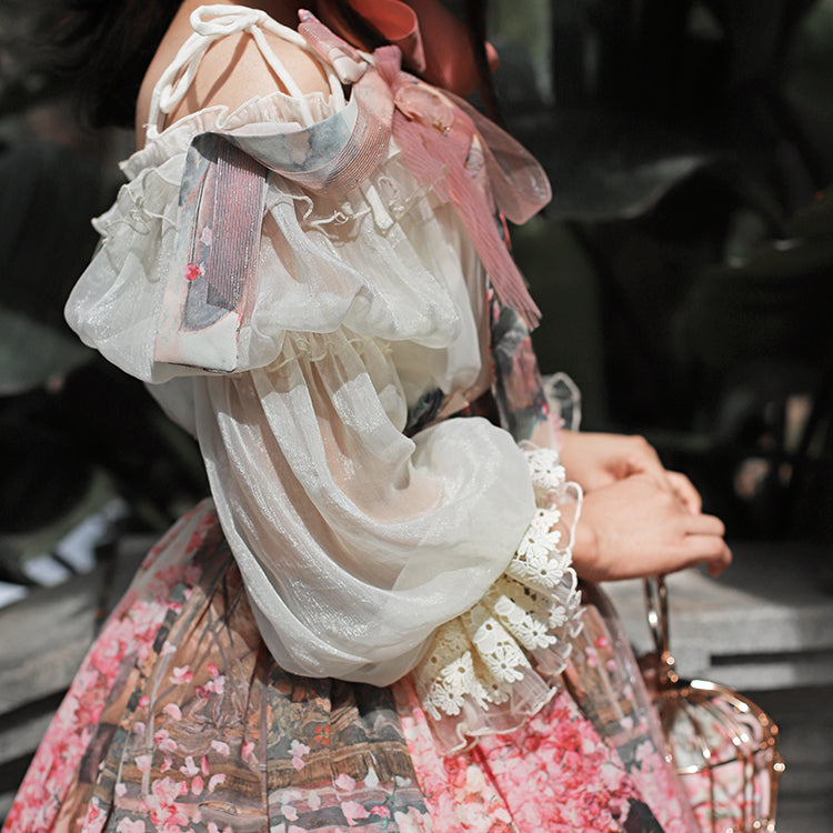 Balladeer~Open Shoulder Puff Sleeve Lolita Blouse   