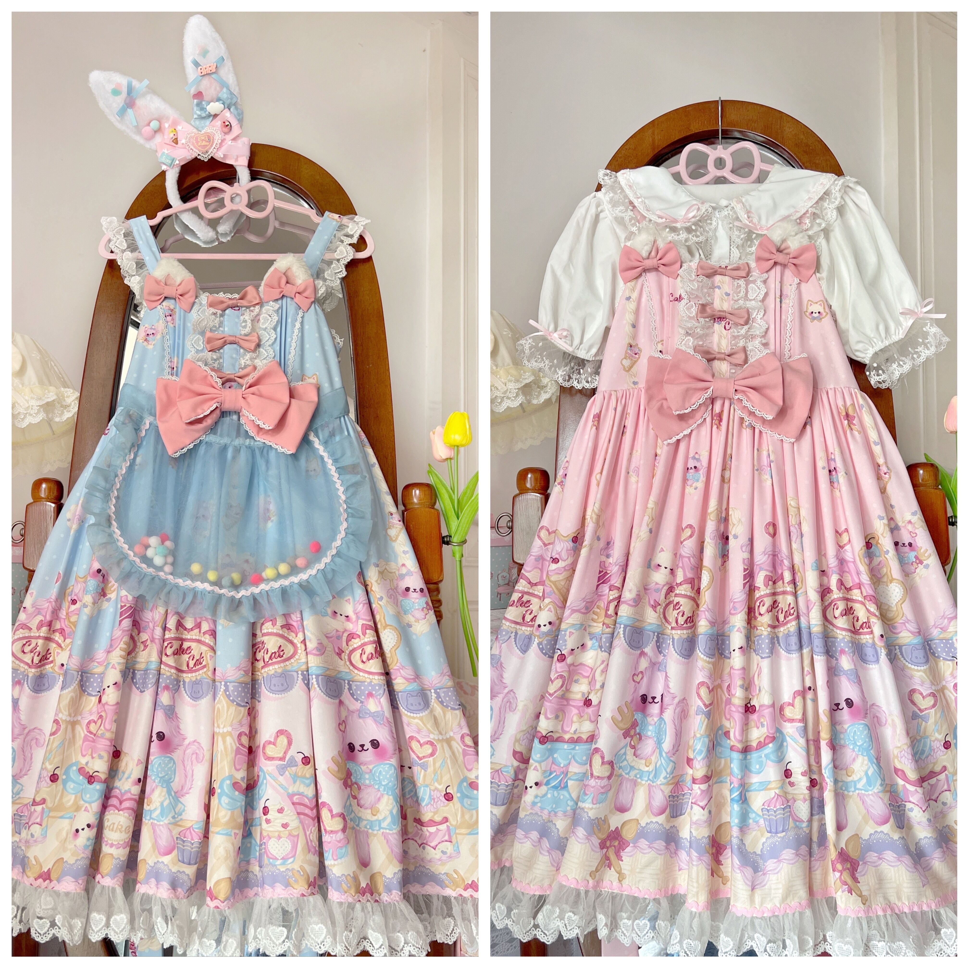 Sugar Girl - Kawaii Lolita Sweet JSK Dress, Cat Printed 11808:122540