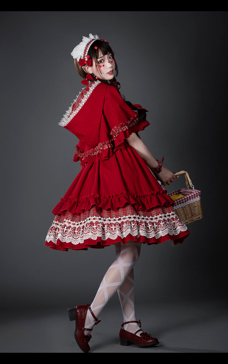 Youpairui~Little Red Riding Hood~Length Two-wear Hooded Lolita Cape   