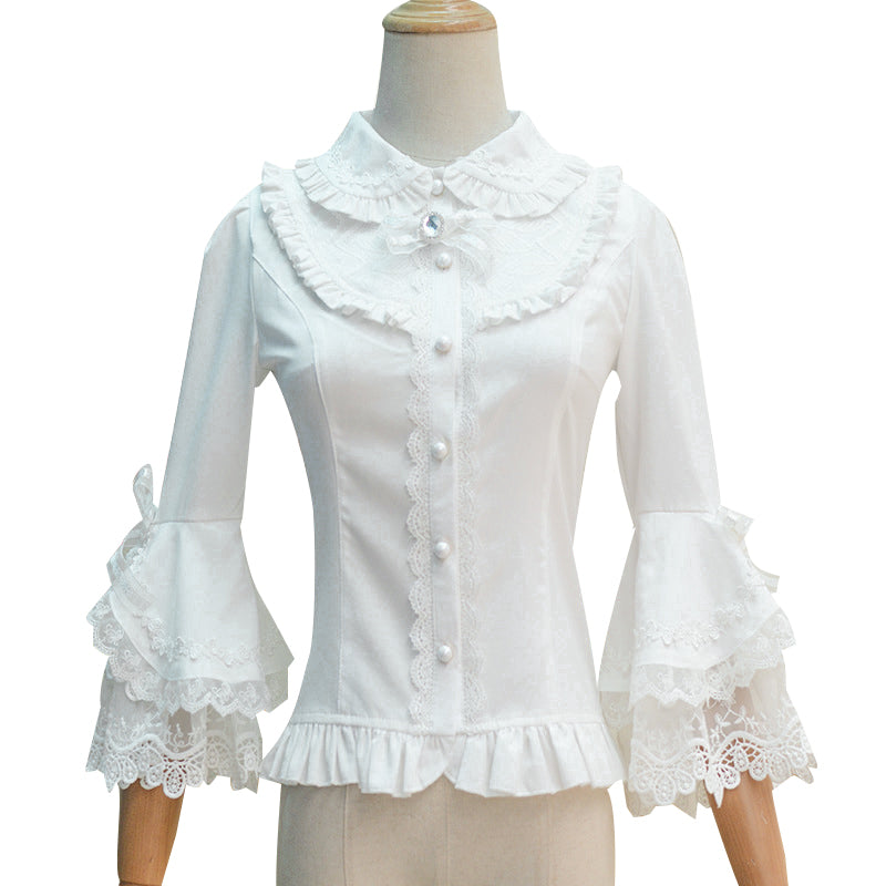 (Buy for me) LuoYou~Sweet Princess Sleeves Lolita Blouse S white 
