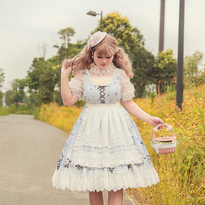 NanShengGe Lolita~Forest Bookmarks~Country Style Lolita JSK Dress S blue jsk 
