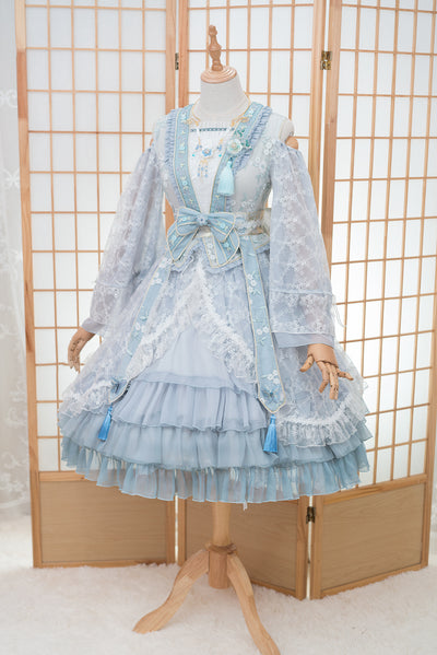 Fantastic Wind ~ The Blooming Flowers Lolita OP Dress S sky blue(waist-high) 