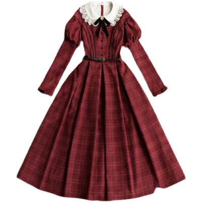 (Buyforme) Avenue Denfer~Gem Book Box~Plaid Classic Lolita OP Dress free size red OP 