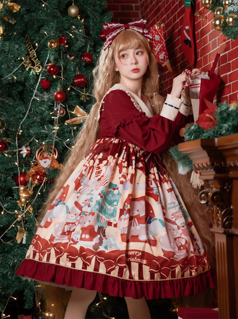 Eieyomi - Christmas Bear - Sweet Lolita Princess OP Dress