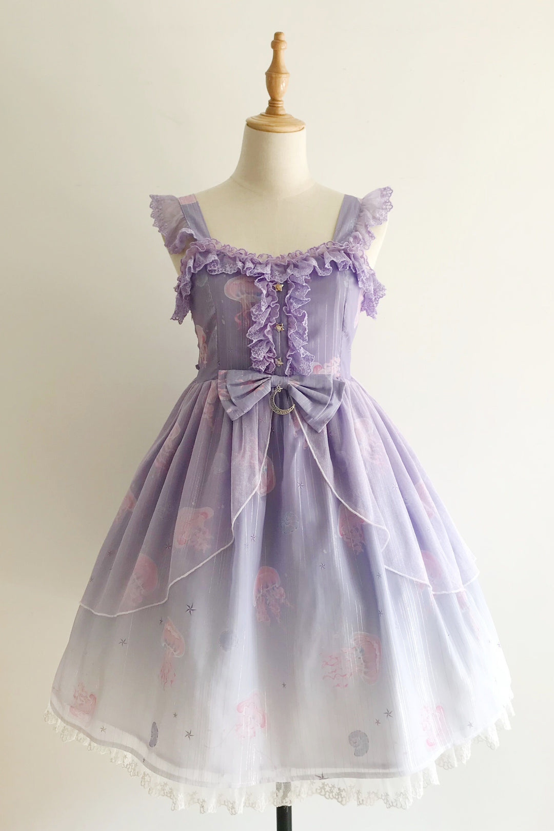 (Buyforme)LilithEye~Jellyfish Meteor~Chiffon Fairy Jellyfish Printed Lolita JSK S type 1 gradient purple+white 