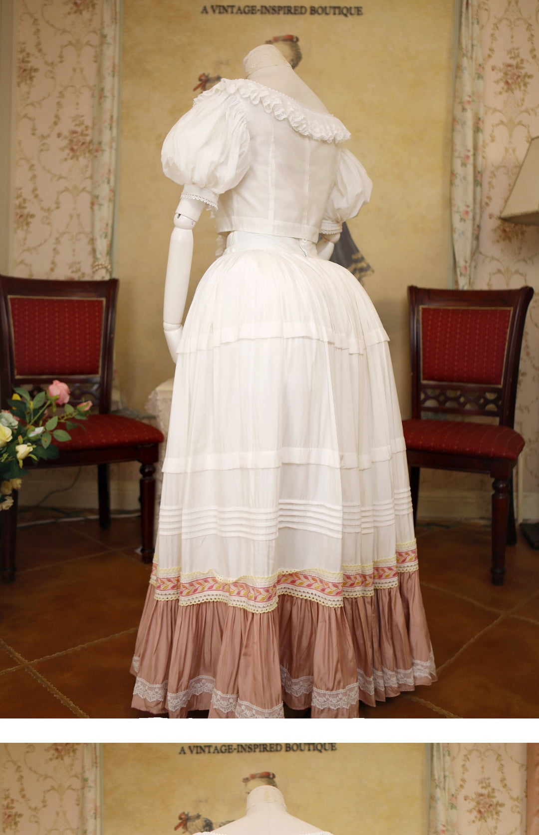 Lace Garden~Victorian Style Elegant Antique Lolita Blouse and Skirt   