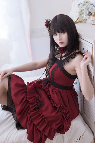 Neverland~The Memoirs of Samuel~Gothic Lolita Dark-theme Red JSK   