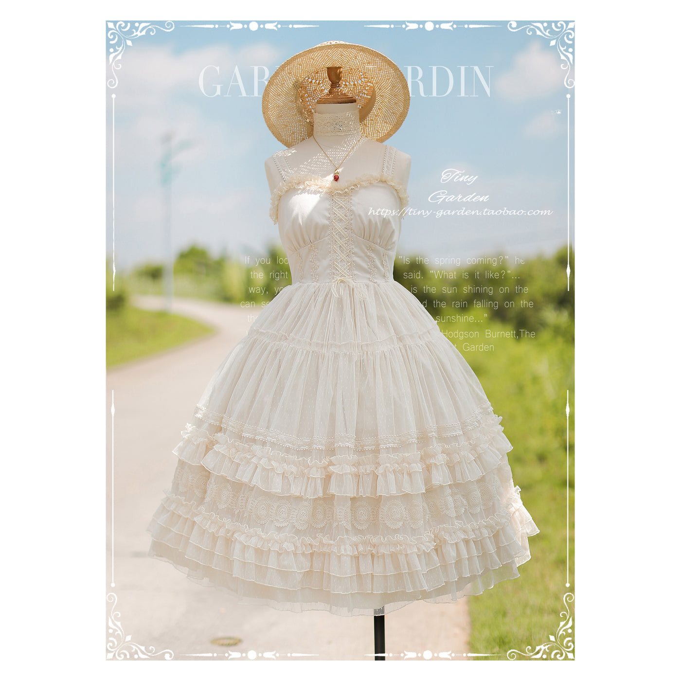 Tiny Garden~Dream Bouquet~Elegant Lolita Solid Color Jumper Dress S Ivory yarn 