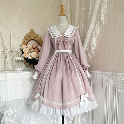 Your Princess~Princess Lolita Long Sleeve Pink Dress S pink 