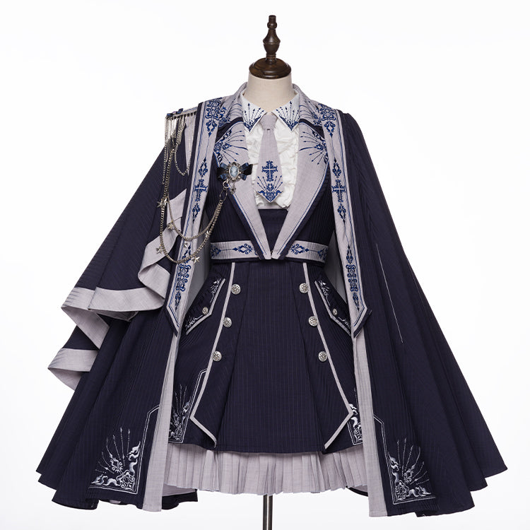 Youpairui - Sheffield - British Style Lolita JSK Set One Size full set