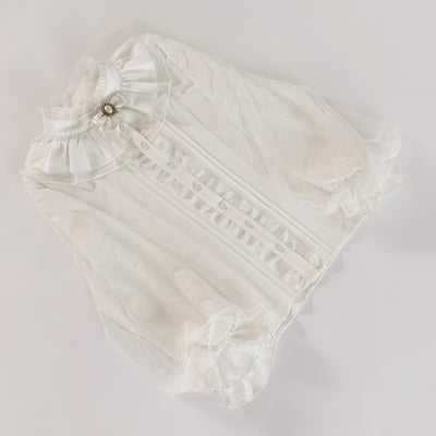 Kencrlo~Dim Moonlight~Classic Lolita Chiffon Yarn Inner Blouse S long sleeve white blouse 