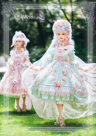 Elpress L~Iris~Floral Tea Party Lolita OP Multicolors S rainbow 