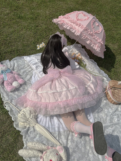 Little Bear~Mini Puff-Sleeve OP Dress with Organza   