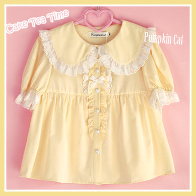 Pumpkin Cat~Cake Tea Time~ Daily Lolita OP Dress S cream yellow blouse 