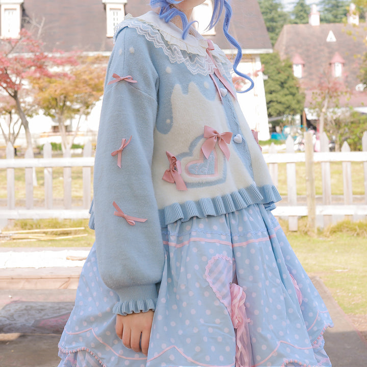 MIST~Beating Heart~Sweet Lolita Thick Sweater Coat Puff Sleeve   