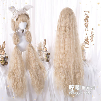 Hengji~ Long Wavy Wedding Lolita Wig Rapunzel wheat gold (100cm/ 39.4 inches) customized 