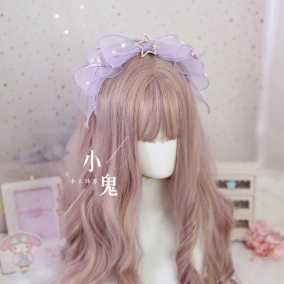 (Buy for me) Xiaogui~Daily Bow Headband Pearl Lolita KC light purple  
