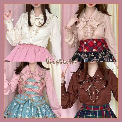 Pumpkin Cat~Gold Trim Long Sleeve Lolita Blouse   