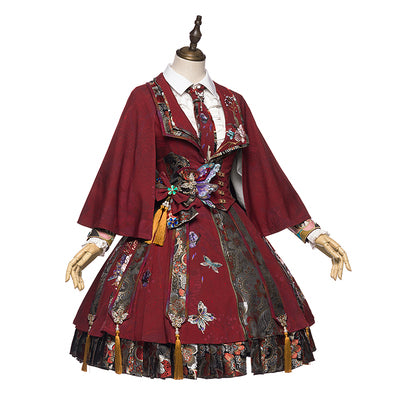 Youpairui~Qi Lolita Tea Party Red Jumper Dress S bag (free size) 