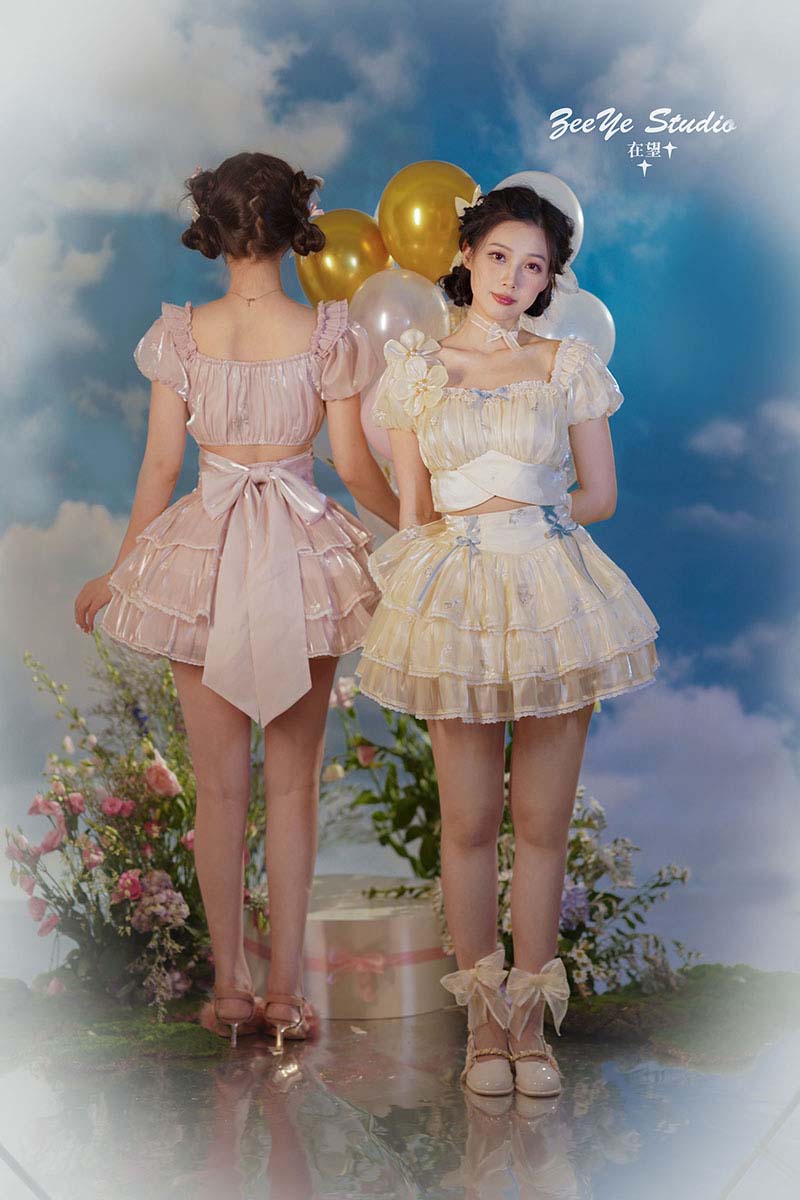 ZeeYe~Sweet Lolita Short Sleeve OP Dress S apricot pin 