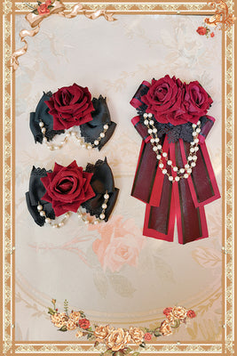 Infanta~Midnight Magic~Gothic Lolita JSK Dress S black and red clips+headwear 