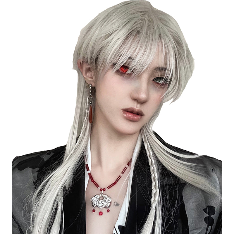 Pippi Palace - Deicide - Gothic White Gray Full Head Lolita Wig silver white only