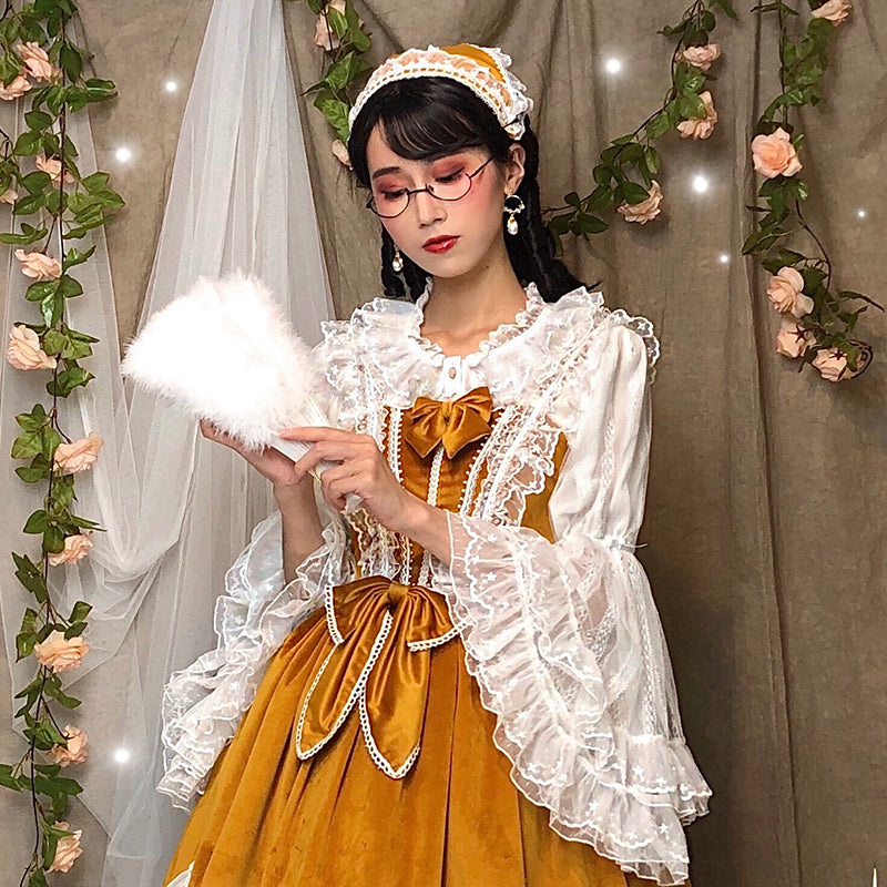 Sakurada Fawn - Plus Size Lolita Princess Sleeve Blouse S white