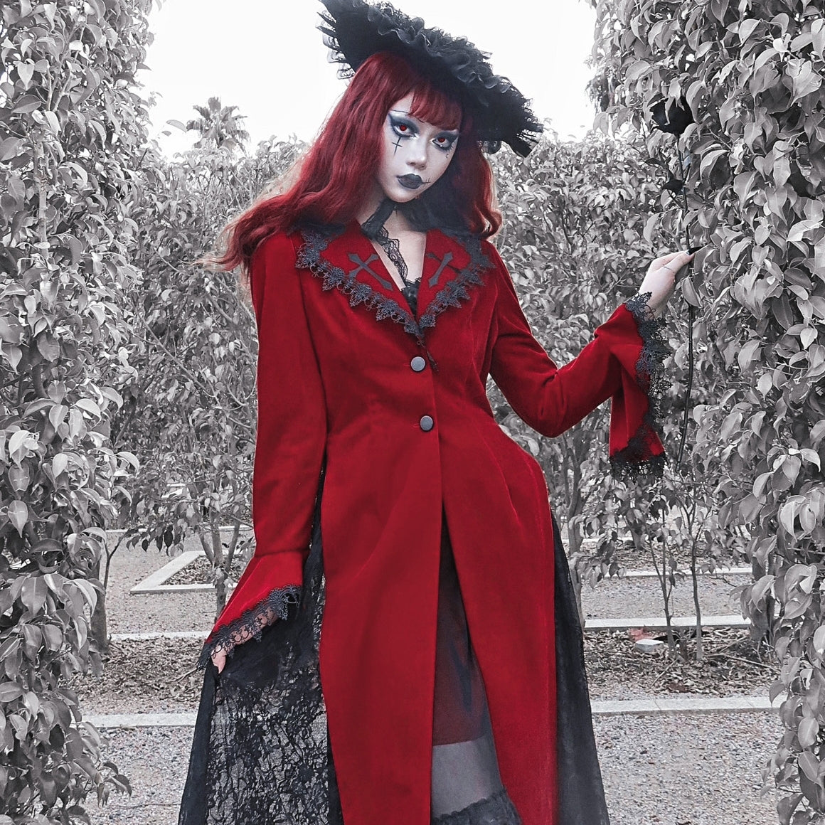 Blood Supply - Night Visit with Vampire - Halloween Gothic Lolita Rose Flat Hat