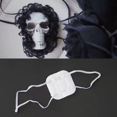 Strange Sugar~Gothic Lolita Halloween Skull Eye Mask skull eye mask+white eye mask(as a pad)  