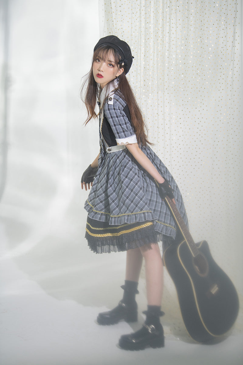 YourHighness~Idol Project~Idol Lolita Fashion Plaid Suit OP   