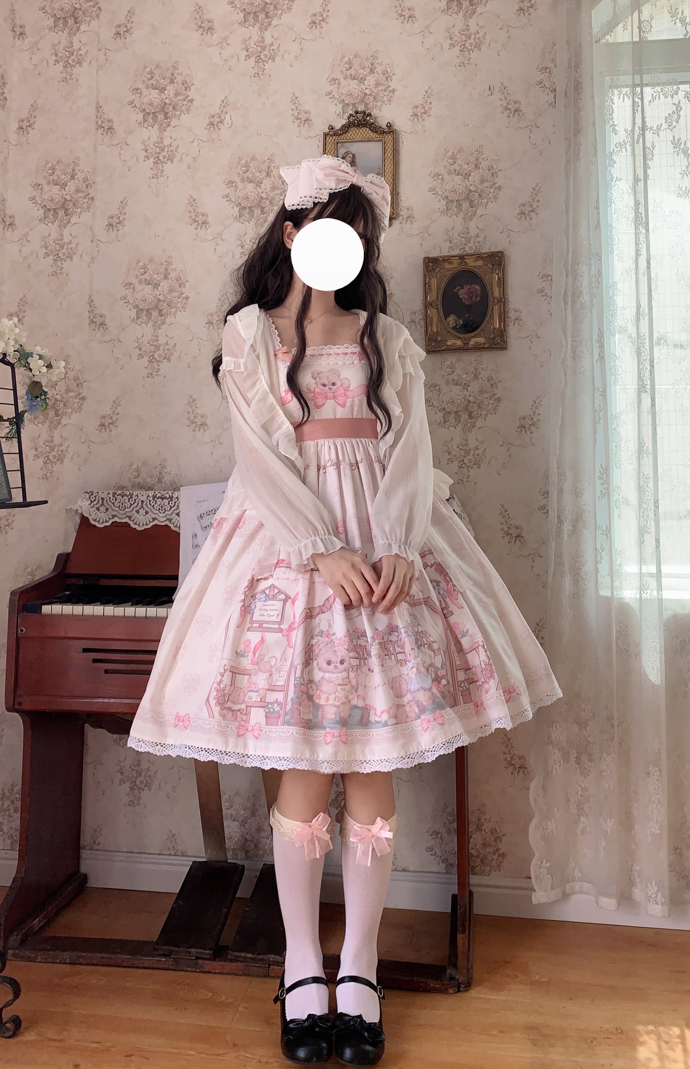 (Buy for me) Sugar Girl~Bear Tea Party~Sweet Lolita JSK and Headdress   