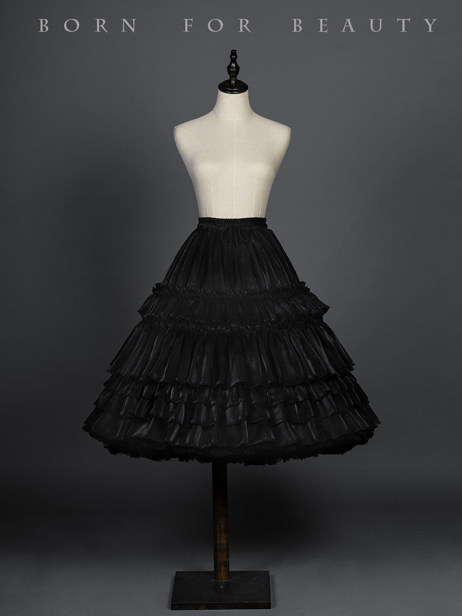 Youpairui - Puffy and Violent Fishbone Clouds Lolita Petticoat One Size black long version