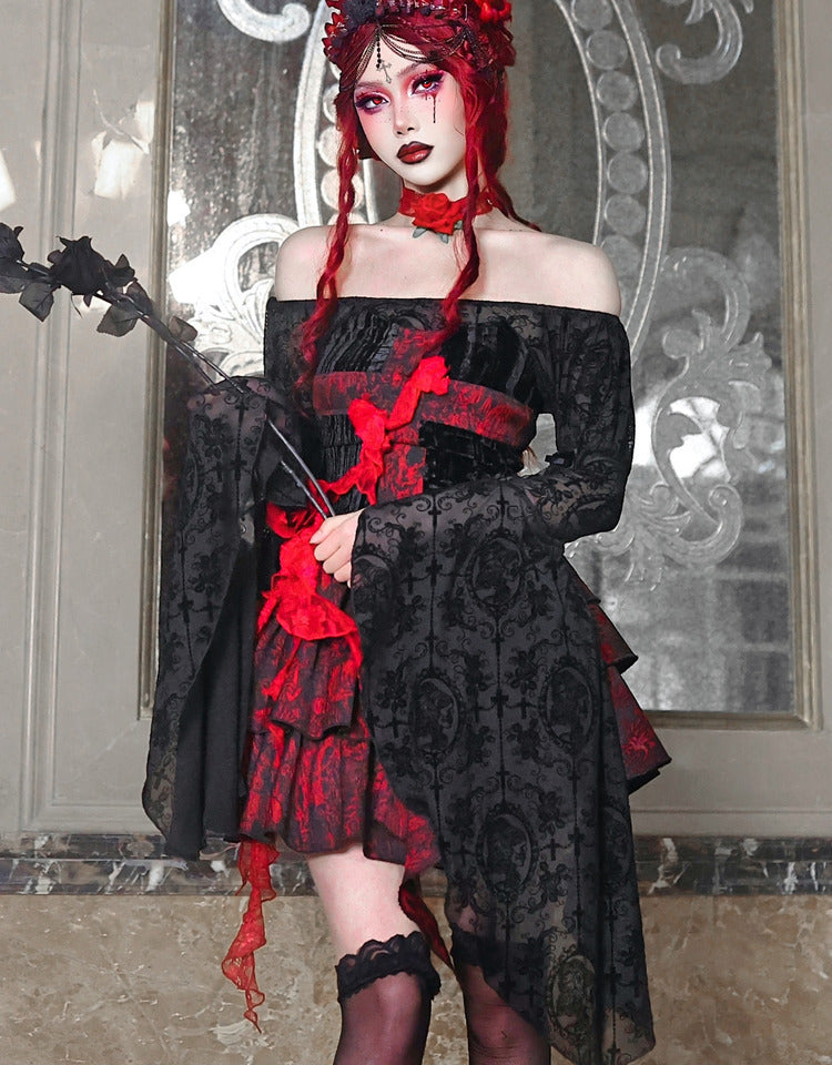 Blood Supply~Feast of the Underworld~Halloween Gothic Rose Dress   