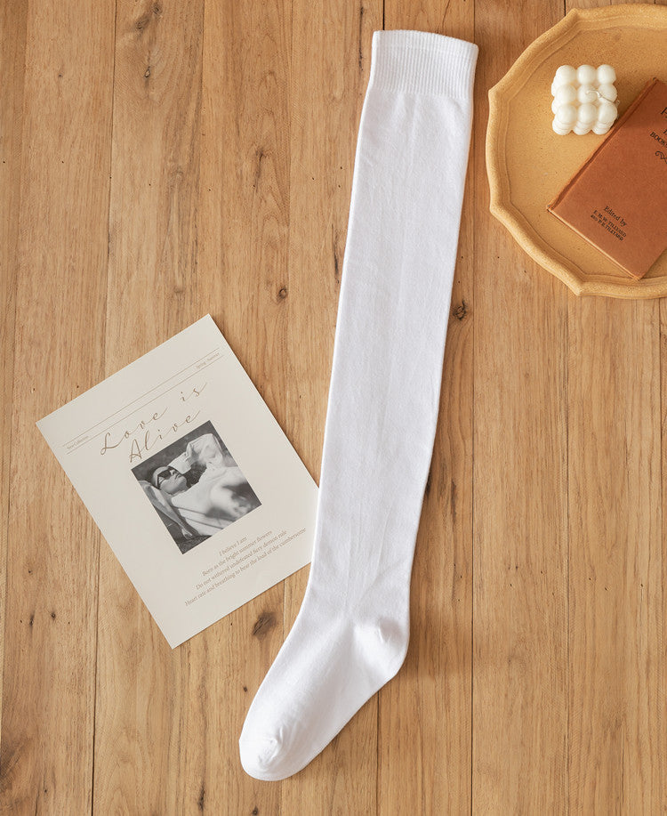 Spring and Autumn Lolita Cotton Knee Stockings white silicone anti-skid 27.6" (70 cm)