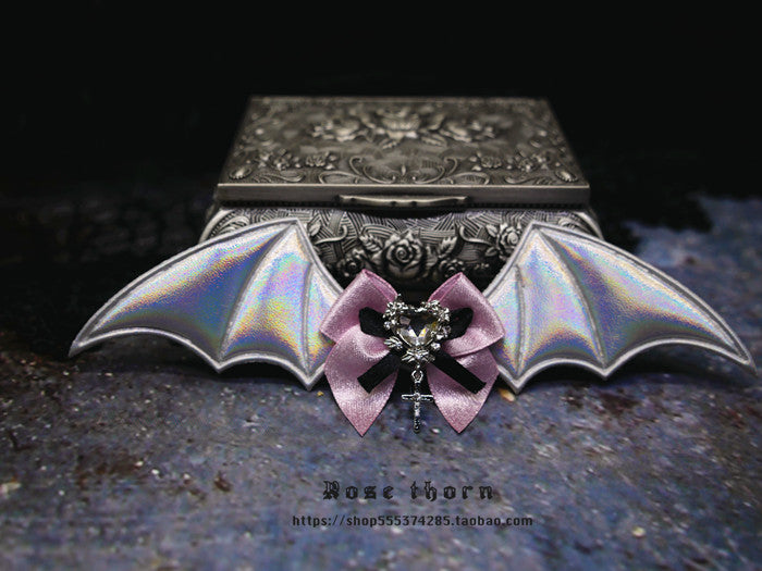 Rose Thorn - Multicolors Gothic Lolita Little Bat Brooch Hairpin A Pink Hairpin