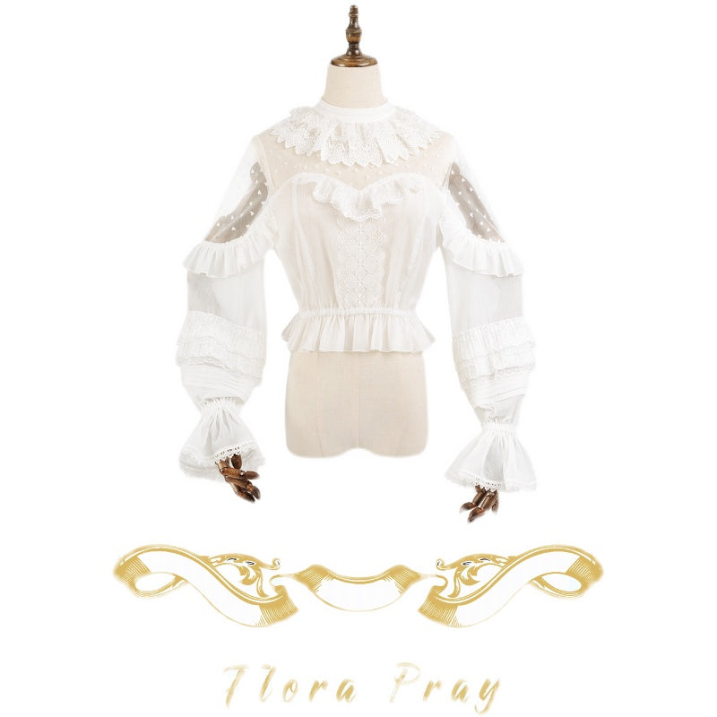 (Buy for me) Flora Pray~Miss Flora~Elegant White Lolita Blouse   
