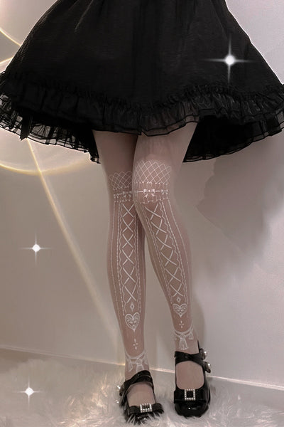 (Buyforme) Roji Roji~J-fashion Black White Lolita Pantyhose   