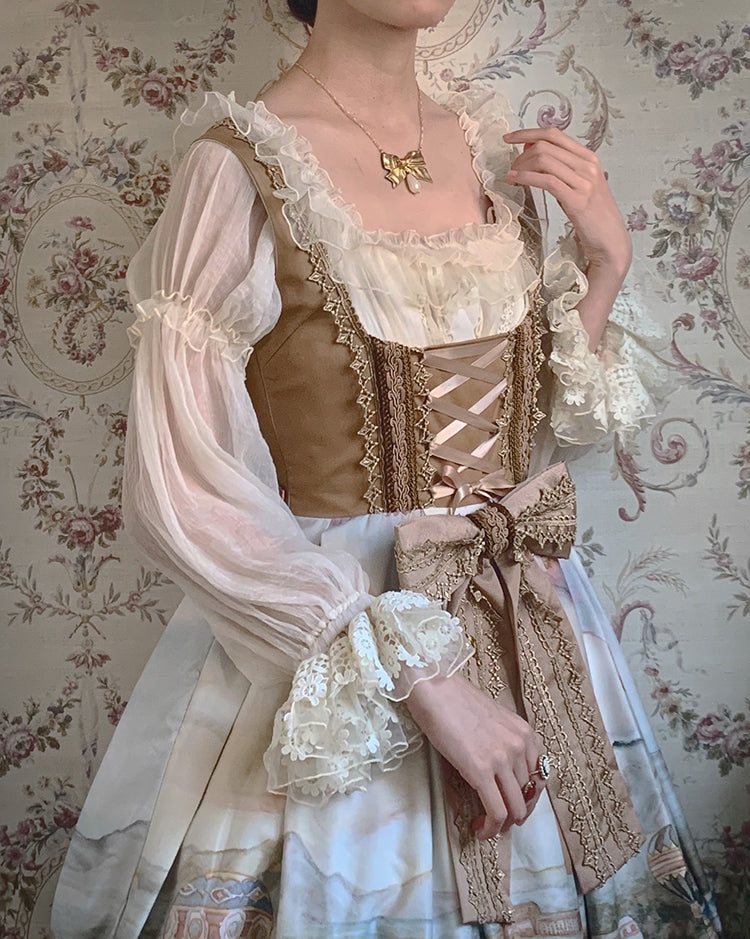 Balladeer~Open Shoulder Puff Sleeve Lolita Blouse   
