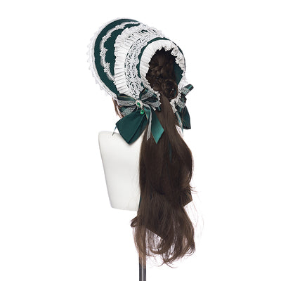 Youpairui~Lobnya~Gothic Nun Lolita Green OP Dress Set Free size bonnet (A B L M S XL / bonnet) 2410:37279