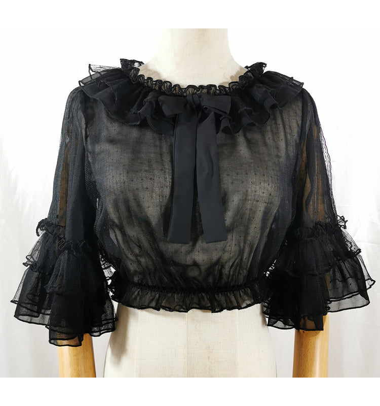 Sakurada Fawn - Princess Sleeve Chiffon Lolita Blouse L black