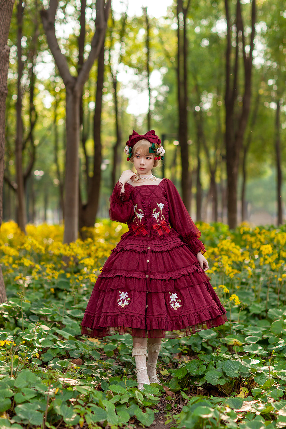 Infanta~Melaleuca Lily~Embroidery Country Lolita Blouse and Skirt   