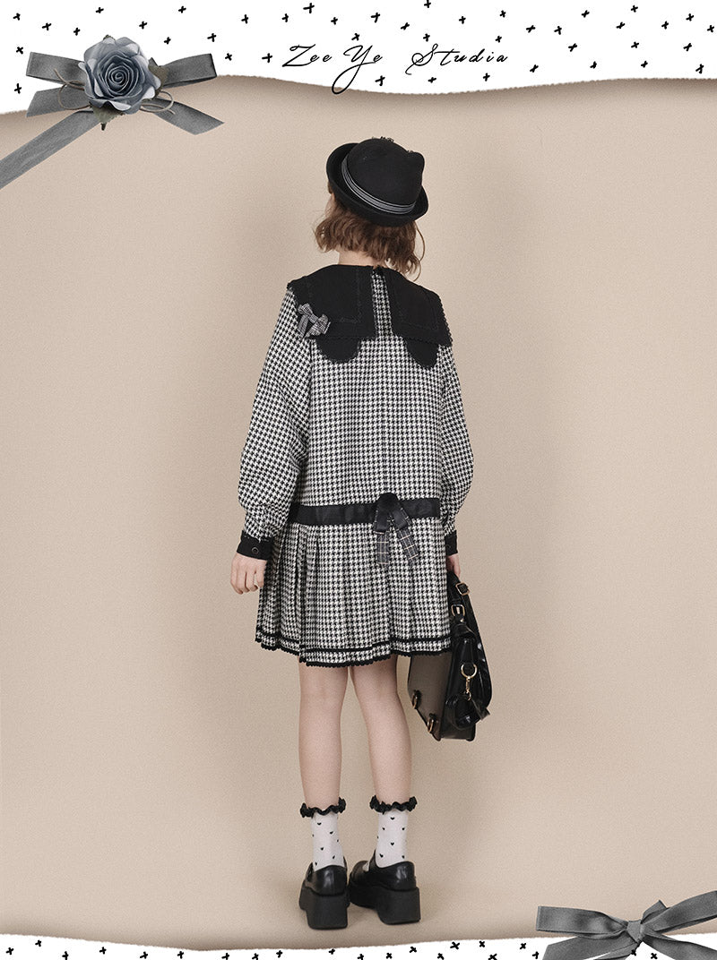 ZeeYe~Houndstooth Low Waistline Lolita Dress   