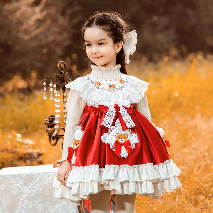 Red Kid Lolita Autumn Princess Dress   