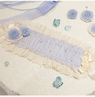 (Buy for me) Flower and Pearl Box~Austen In The Garden~Sweet Lolita Headdress, Brooches and Accessories blue hairband  
