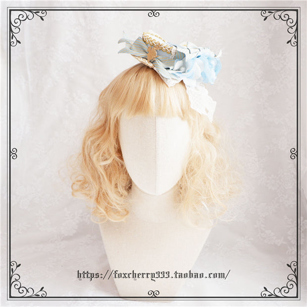 Fox Cherry~Palace Retro Elegant Bow Headdress Lolita Top Hat   