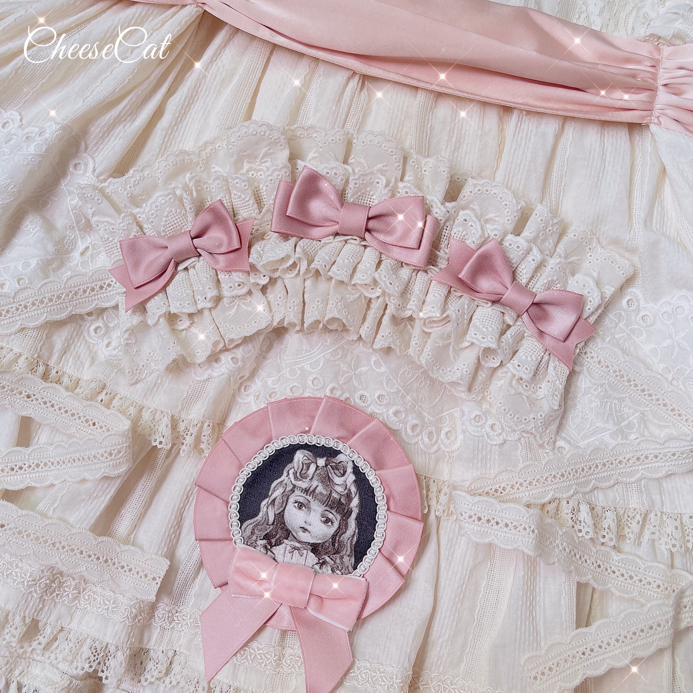 (Buyforme) Cheese Cat~Doll Lullaby Tabby Cat Cotton Lolita Headdress beige+pink cotton hairband 7058:78238