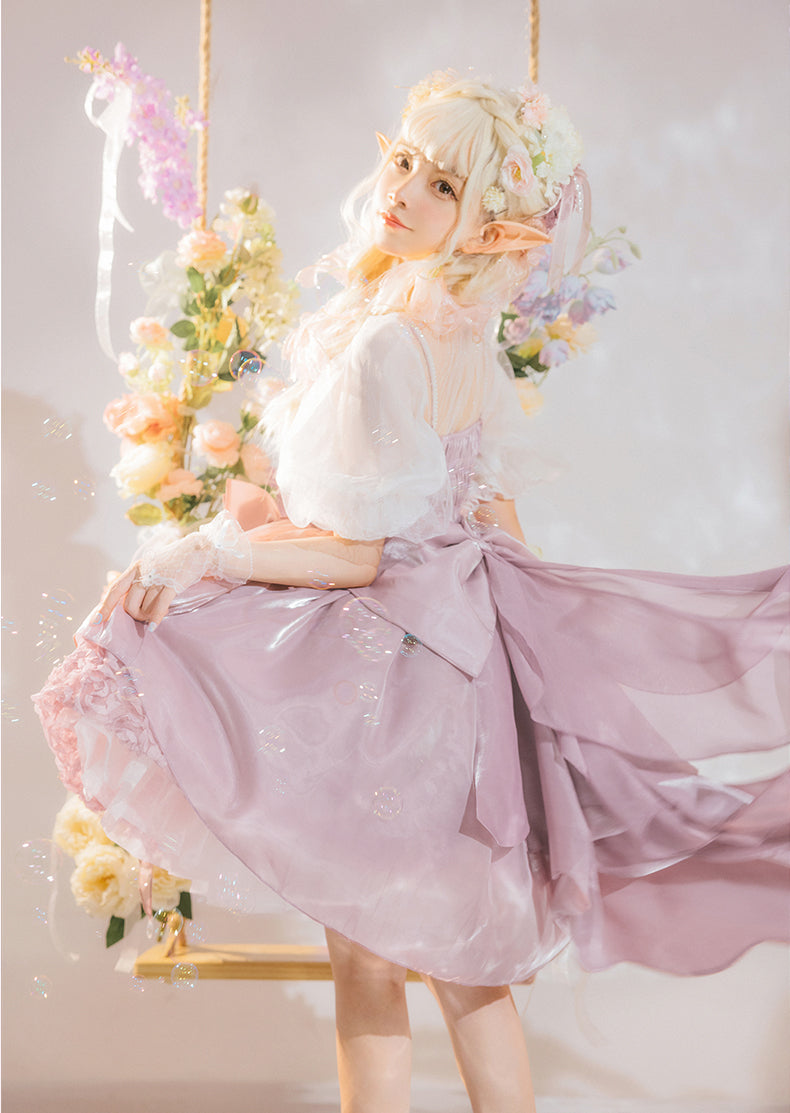 (Buyforme) Baduoni~Pink Red CLA Large Bow Lolita Jumper Dress   